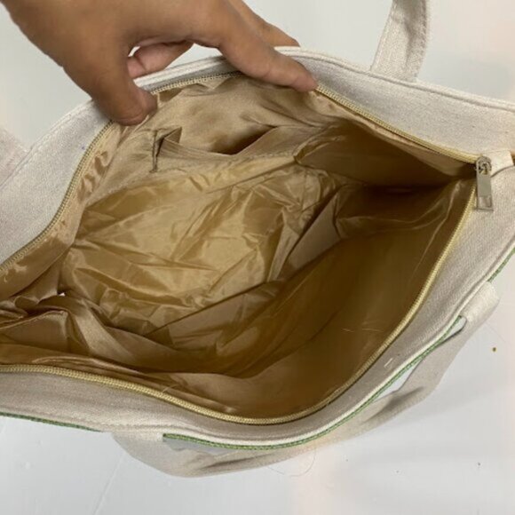 Mona Lisa Artwork Women's Beige Canvas Shoulder Tote Bag - Picture 5 of 5